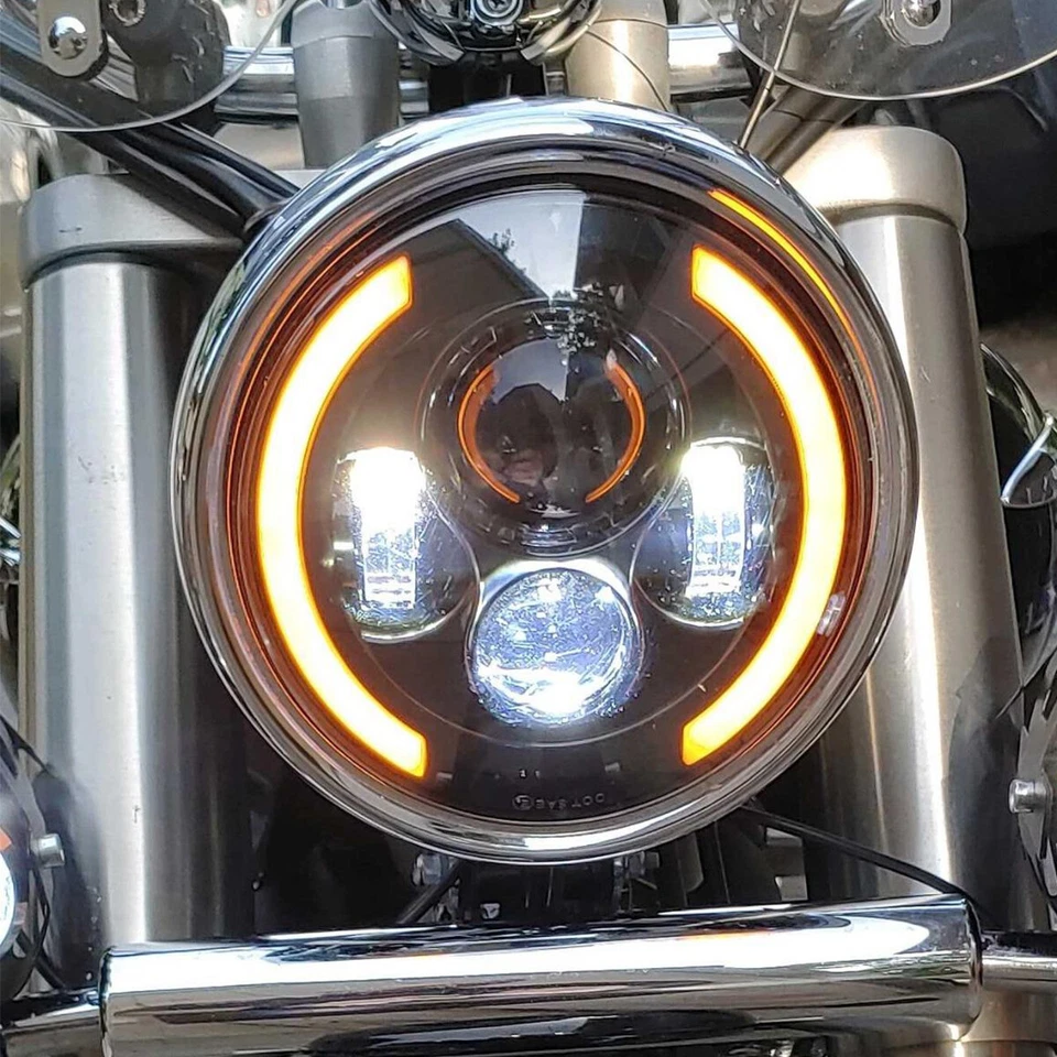 Para Kawasaki KZ650 KZ750 7" Faro Moto Señales de Giro LED Proyector DRL Foto 2 de 4