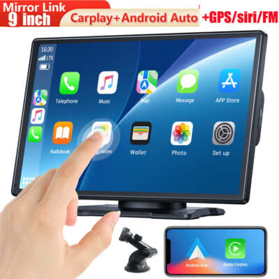 9''Zoll Drahtlos Tragbares Autoradio kabelloses Apple CarPlay& Android Auto GPS