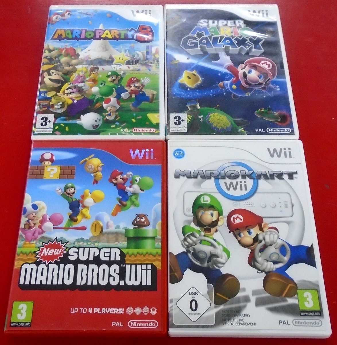 ** Super Mario Bros Mario Party Mario Galaxy Mario Kart 4x Wii Games  Bundle