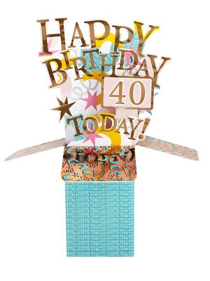 SECOND NATURE Clever Cube 40th Birthday For Her 40 & Fabulous! Birthday Pop Up Greeting Card