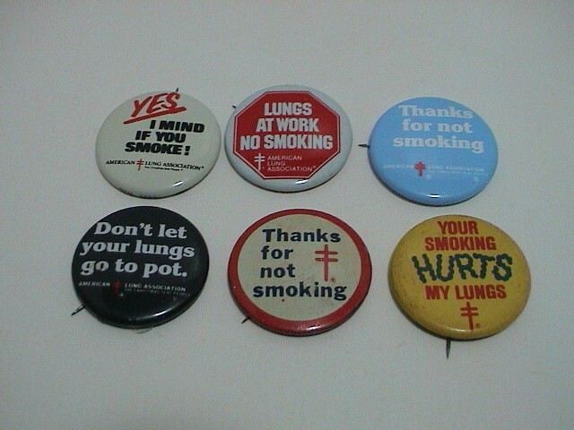 LOT /6 AMERICAN LUNG ASSOCIATION NO SMOKING CANCER LUNGS MEDICAL HOSPITAL PINS