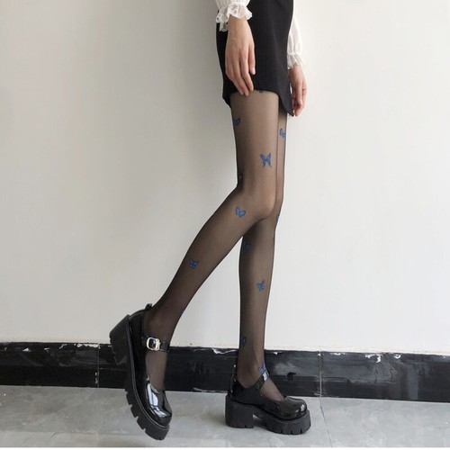 Women Pantyhose Butterfly Printed Sexy Sheer Thin Long Stockings Tights Summer - Picture 6 of 15