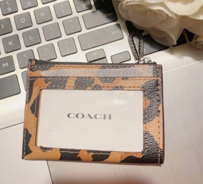 NWT COACH Mini Skinny Id Card Case with checkerboard/cherry