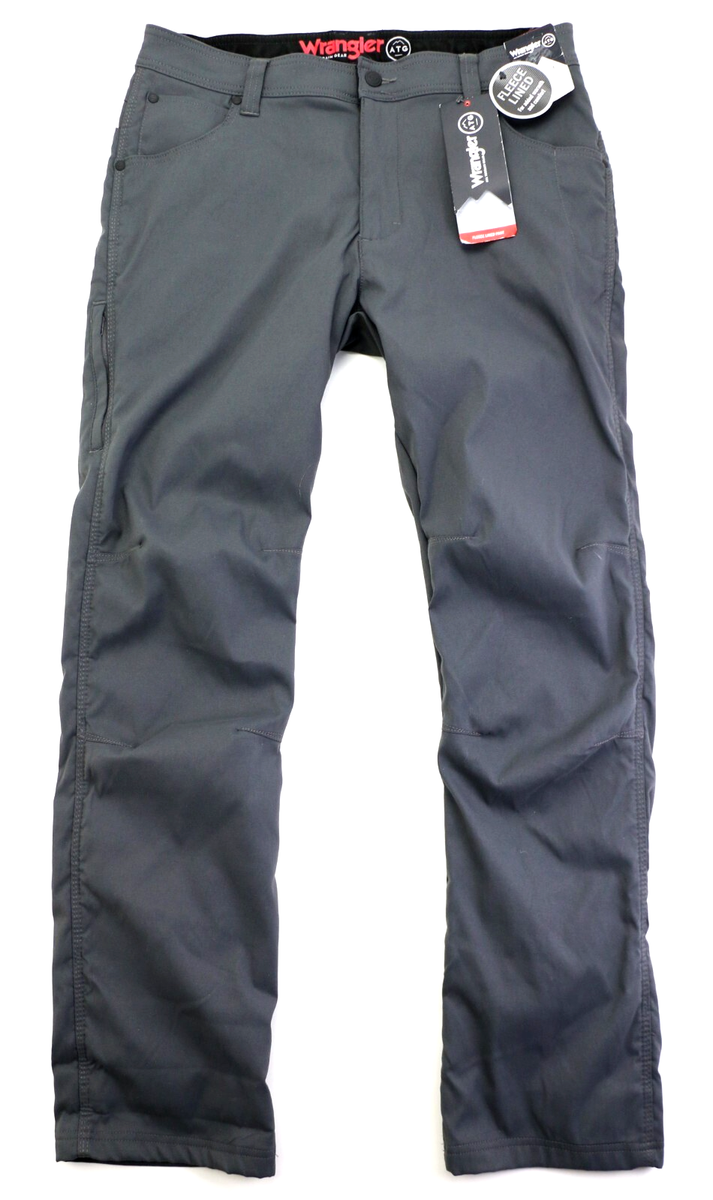Wrangler ATG Fleece Lined Pants Men's Sizes Dark Grey Water Repellent Warm