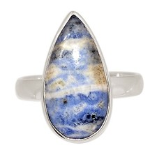 Natural Sodalite - Minas Gerais, Brazil 925 Silver Ring Jewelry s.8 ALLR-31993