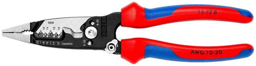 Knipex 8" Forged Wire Stripper Pliers w Shears 10-20 AWG Comfort Grip 13728 Flat