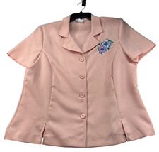 Blair Blazer Womens Size Large Pink Short Sleeve Floral Embroidered