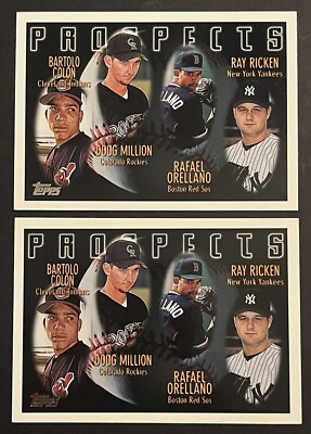 (2) 1996 TOPPS BARTOLO COLON ROOKIE RC #428 PROSPECTS RICKEN MILLION YANKEES 5