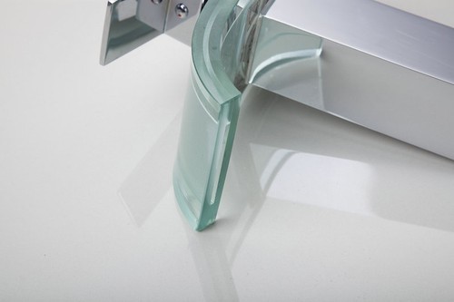 Chrome LED Light Waterfall Spout Bathroom Faucet Sink Mixer Taps Single Handle - Picture 8 of 11