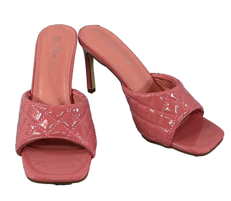 Shoe Land Heels Pumps Mules Shoes size 8.5 Quilted Pink Patent Wedding Church