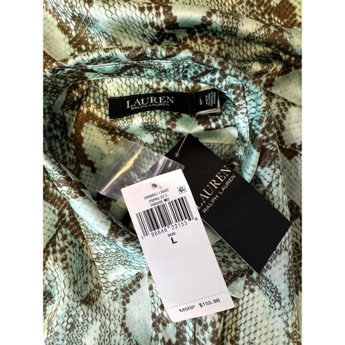 Ralph Lauren Womens Size LARGE Snakeskin Print Button Down Shirt Long Sleeve Top - Picture 7 of 9