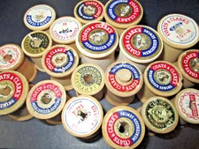 Vintage WOODEN Thread Spools, Coats & Clarks, JP Coats, Clarks - LOT of 20   d