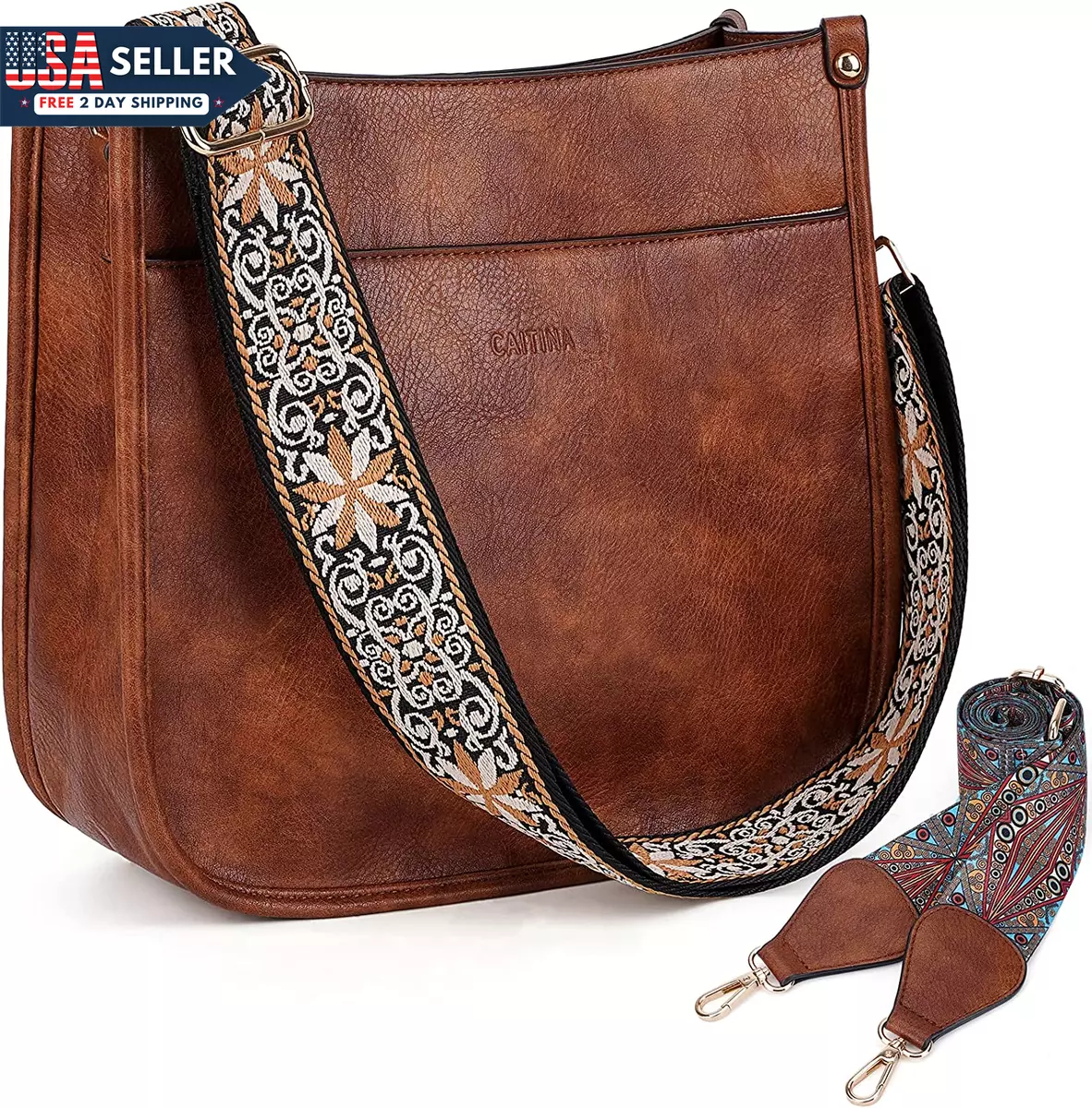 designer crossbody bag with guitar strap