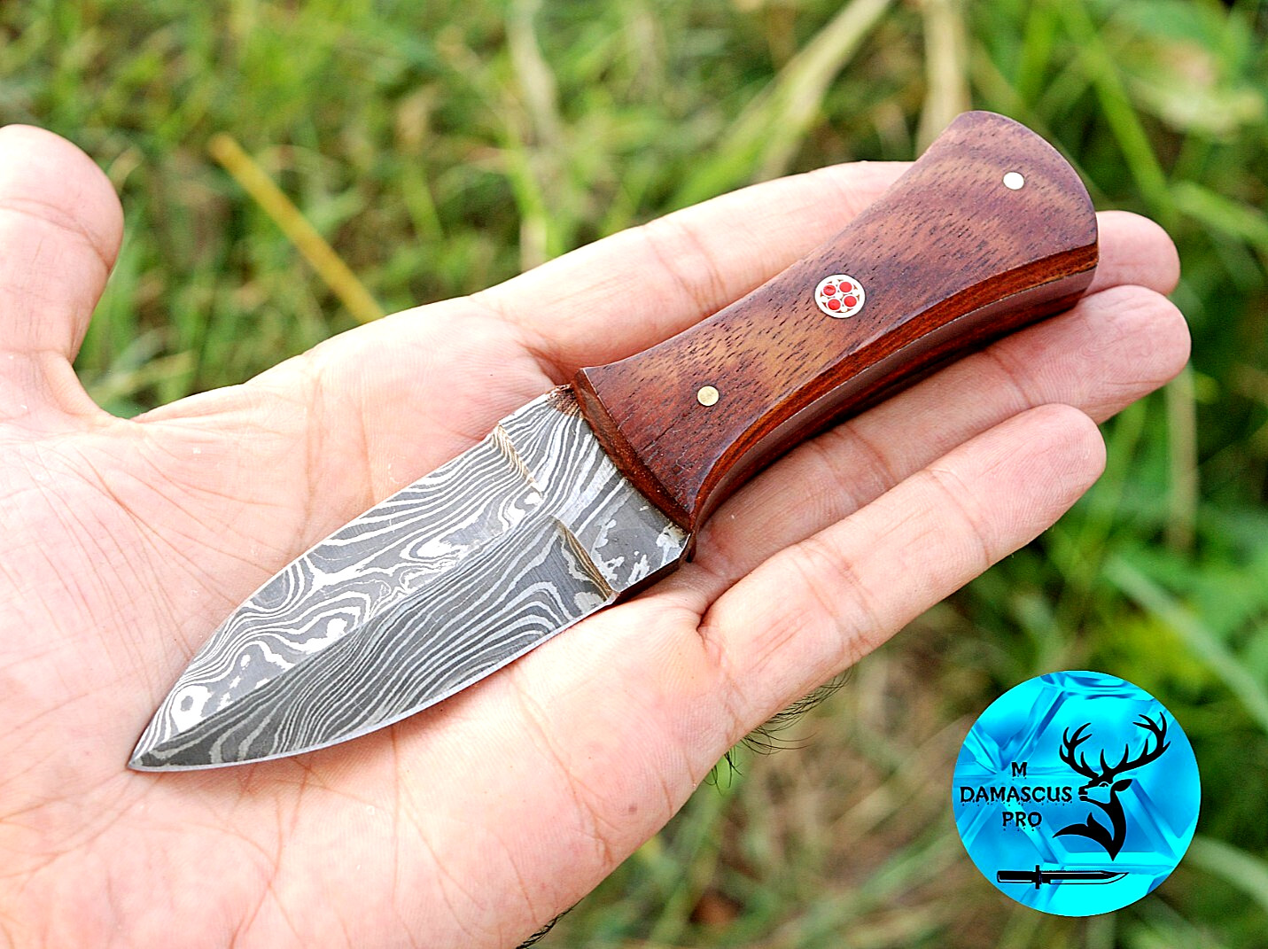 CUSTOM MADE HAND FORGED DAMASCUS STEEL BLADE THROWING BOOT KNIFE HUNTING 869