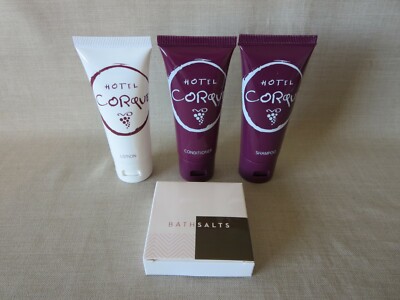 4 Piece Lot Hotel Corque Solvang California Shampoo Conditioner Lotion Bath Salt