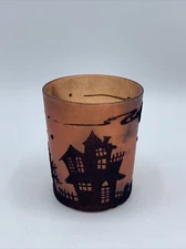 Halloween Haunted House Votive Tea Light Candle Holder 2.5” - Glass & Felt