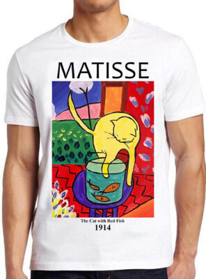 Henri Matisse T-Shirt die Katze mit roten Fischen Kunst Anime cool lustig Geschenk M1108
