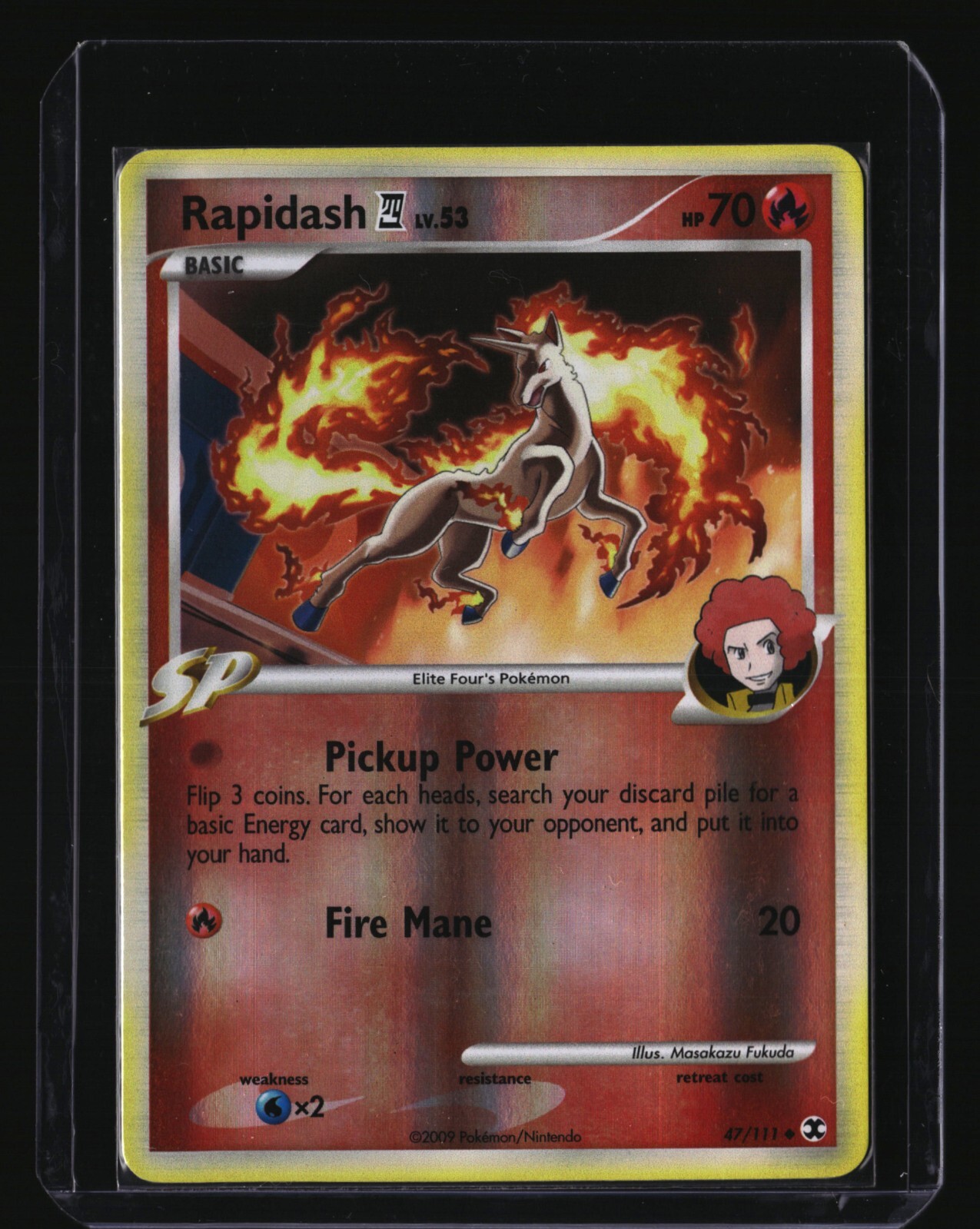 Pokemon RAPIDASH E4 47/111 Reverse Holo (2009 Rising Rivals) LP/Light Play