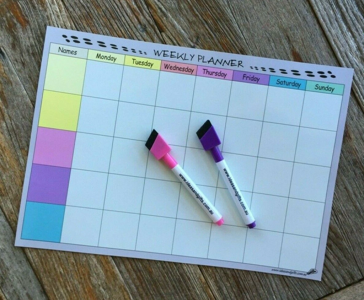 YOURGANIZE® Planificador Semanal – DIN A4 – Lavable Y Autoadhesivo – Planificador Semanal Lavable – Pizarra Blanca Planificador Semanal Para Mayor Productividad – Lila