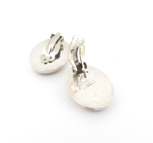 .Vintage Sterling Silver & Black Onyx Mexican Modern Style ClipOn Earrings 18.8g - 第 7/9 張圖片