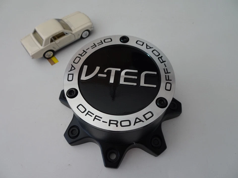 Tapa central de rueda personalizada V-TEC TODOTERRENO negra/croma # C615103CB2, C394-8 Foto 2 de 3