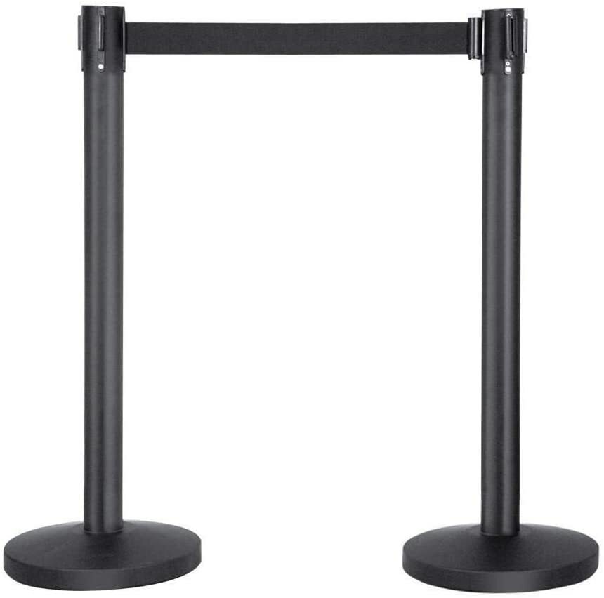 POSTES DE BARRERA DE CONTROL DE COLA NEGRA RETRÁCTIL NEGRA DE ALTA CALIDAD CON CINTURÓN NEGRO