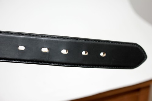 Mens Black Leather Belt with Stamped USA and Eagle - Silver Buckle Size XL/44 - Imagen 7 de 8