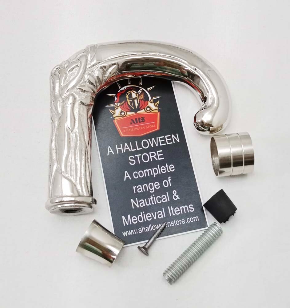 Antique Silver Brass Solid Head Handle Only for C… - image 1