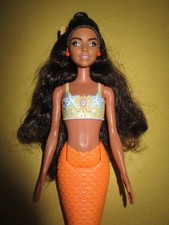 B38) ORECCHINI BARBIE SIRENA MATTEL BRUNA PARTE SUPERIORE FISSA + PINNE FISSE