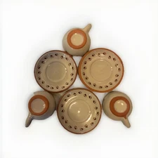 Boyds Bear Mini Tea Set Caitlins 3 Cups Bearware Potteryworks 02000-65  Vtg