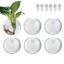 CHPINDAM Wall Hanging Planter Propagation Station, Oblate Glass Flower Vase f...