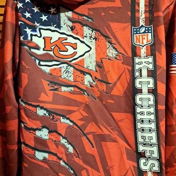 football Kansas City Chiefs Hoodie Size Small S 3D Sweatshirt With United States Flag
