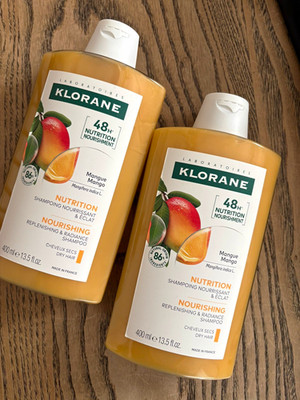 2 Klorane Nutrition Mango Nourishing Shampoo Dry Hair Radiance 13.5 floz full sz