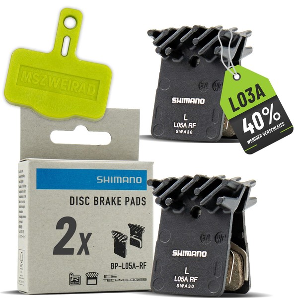 2X Shimano Fahrrad Scheibenbremsbelag L05A Resin Mit KüHlrippen Mit Bleed Block-image