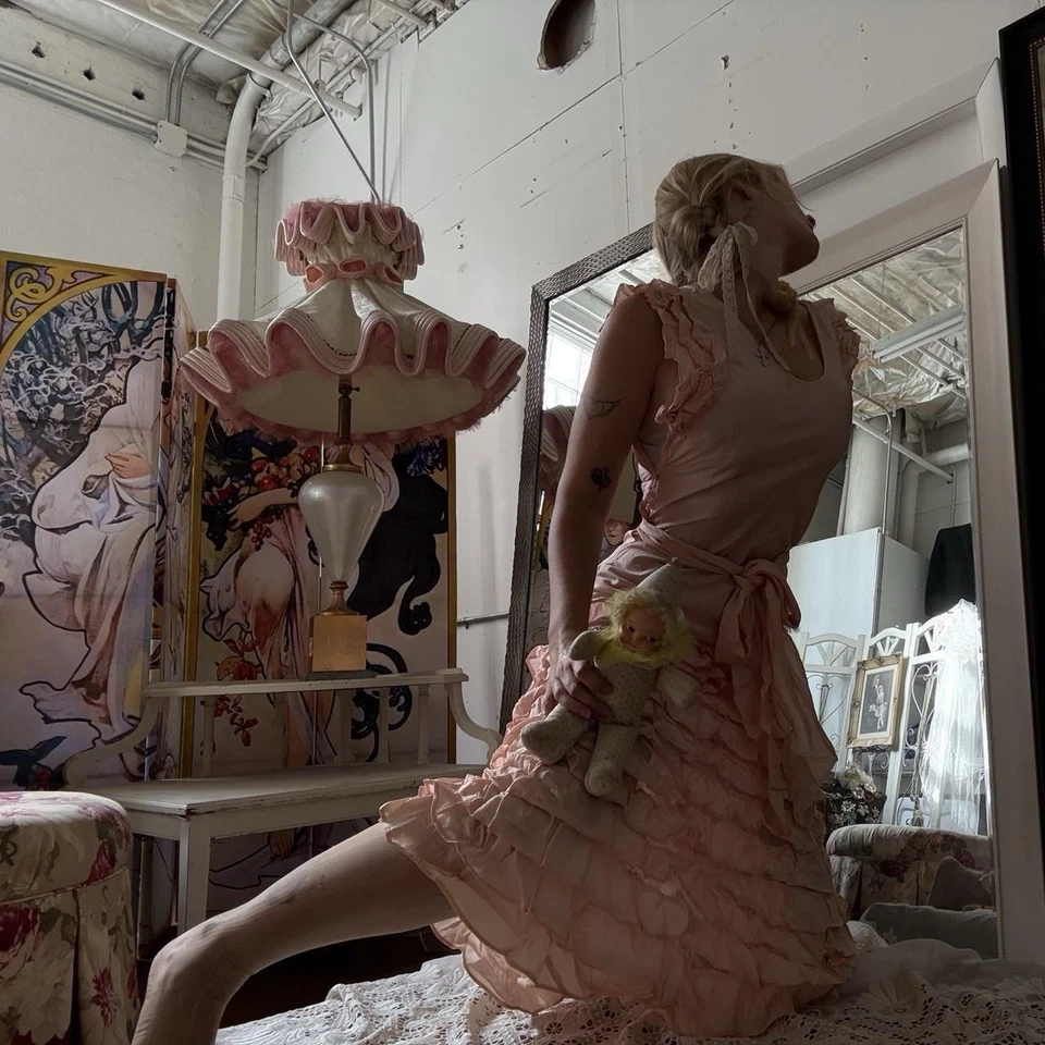 Antique Pink Ruffle Gown - Image 2 of 4