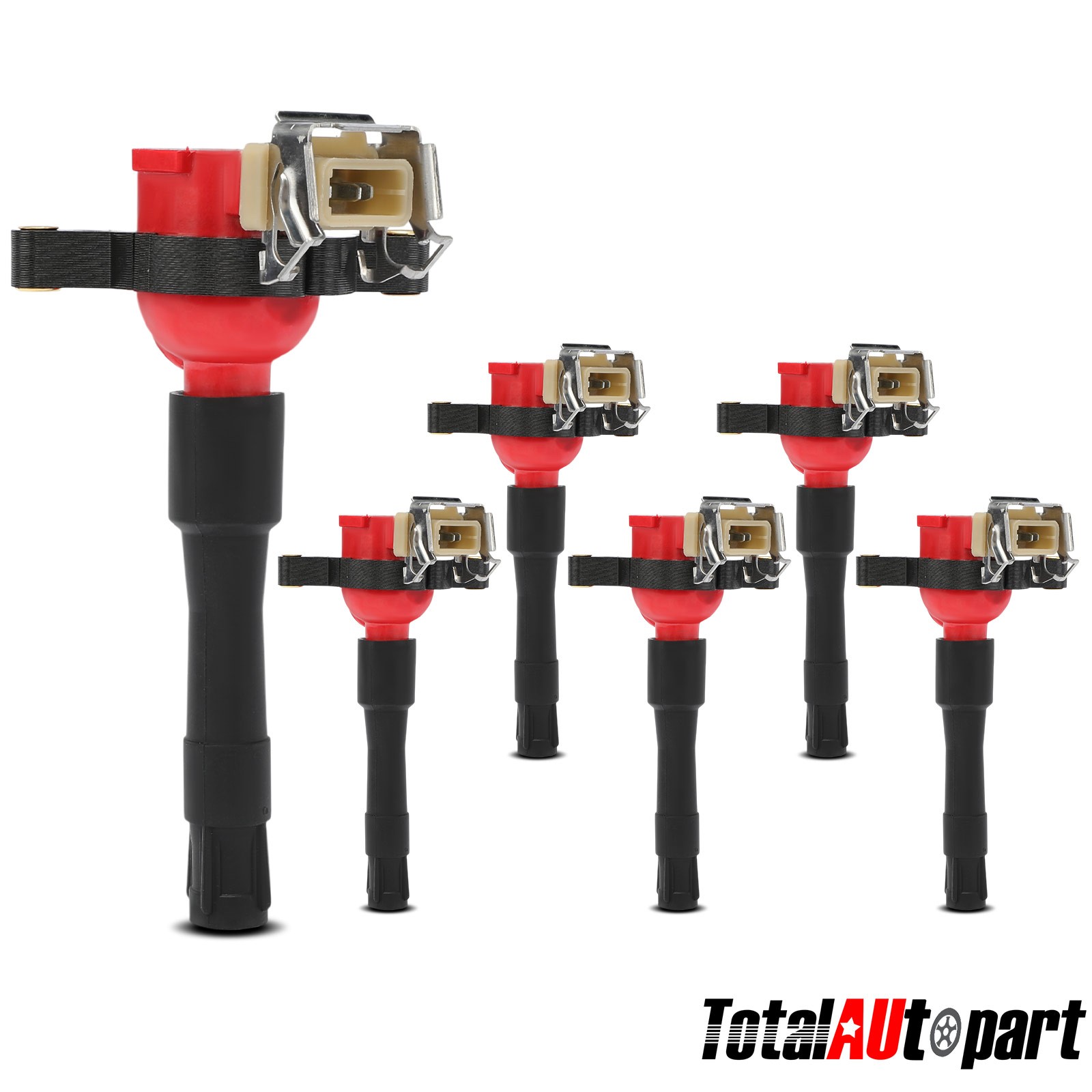 6Pcs Red Ignition Coil for BMW 320i 323Ci X5 528i 530i Z3 Land Rover Rolls-Royce