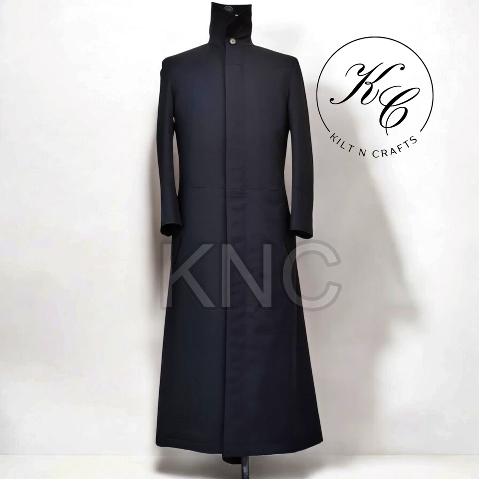 Gabardina Matrix Neo Chaqueta Gótica de Algodón Negra Keanu Reeves Juegos con disfraces Hombres Foto 2 de 4