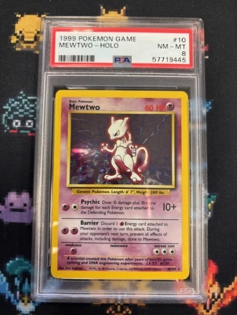 1999 Base Set Mewtwo Holo 10/102 PSA 8 GTC9445 TCGG