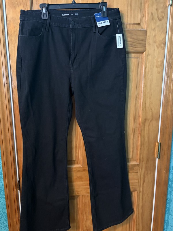 OLD NAVY BLACK  FLARE HIGH RISE DENIM JEANS-SIZE 16 NWT'S FREE SHIP