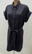 La Redoute Linen Shirt Dress Size 14 Black Button Longline Belted Tunic
