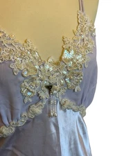 Vintage Val Mode Peignoir Set Lilac Nightgown Robe Bead M 60s Negligee Lingerie