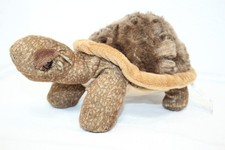 The Petting Zoo Brown Turtle Tortoise Standing Stuffed Plush Fuzzy Shell 9" EUC