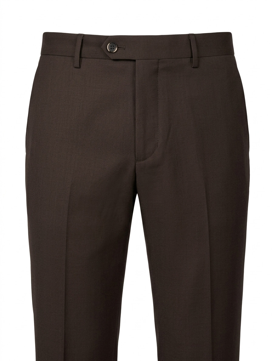 Zanella Derek Dark Brown Dress Pants Men's Trousers Flat Front Italian Wool 42