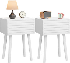 Set Di 2 Comodini, Tavolini Da Salotto, Stile Mid-Century Moderno Canaliato, Cas