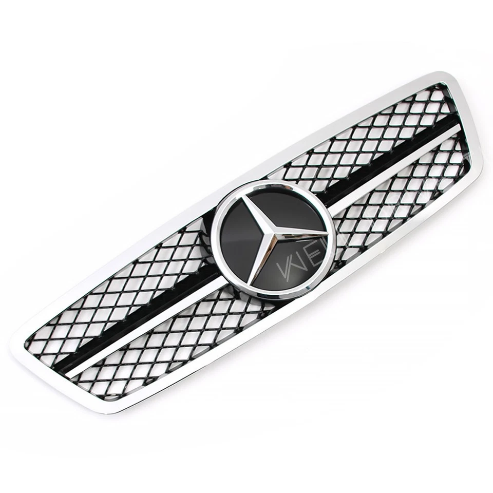Silver Front Grille W/Star For Mercedes Benz W203 01-07 C230 C240 C280 C320 C350 Foto 3 de 4