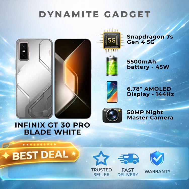Stock Ready - Infinix GT 30 PRO 5G Smartphone 12GB+256GB Blade White
