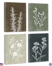 Drsoum Set of 4 Framed Vintage Botanical Prints - Rustic Boho Wall Art 8x10