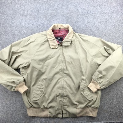 Vintage English Squire Jacket Mens 48 Beige Bomber Plaid Lined Big 