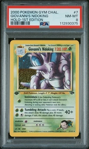 2000 Pokemon Gym Challenge 1st Edition #7/132 Giovanni's Nidoking Holo PSA 8