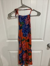 Show Me your Mumu Women’s Orange Tropical Floral Print Halter Dress Size M NWOT